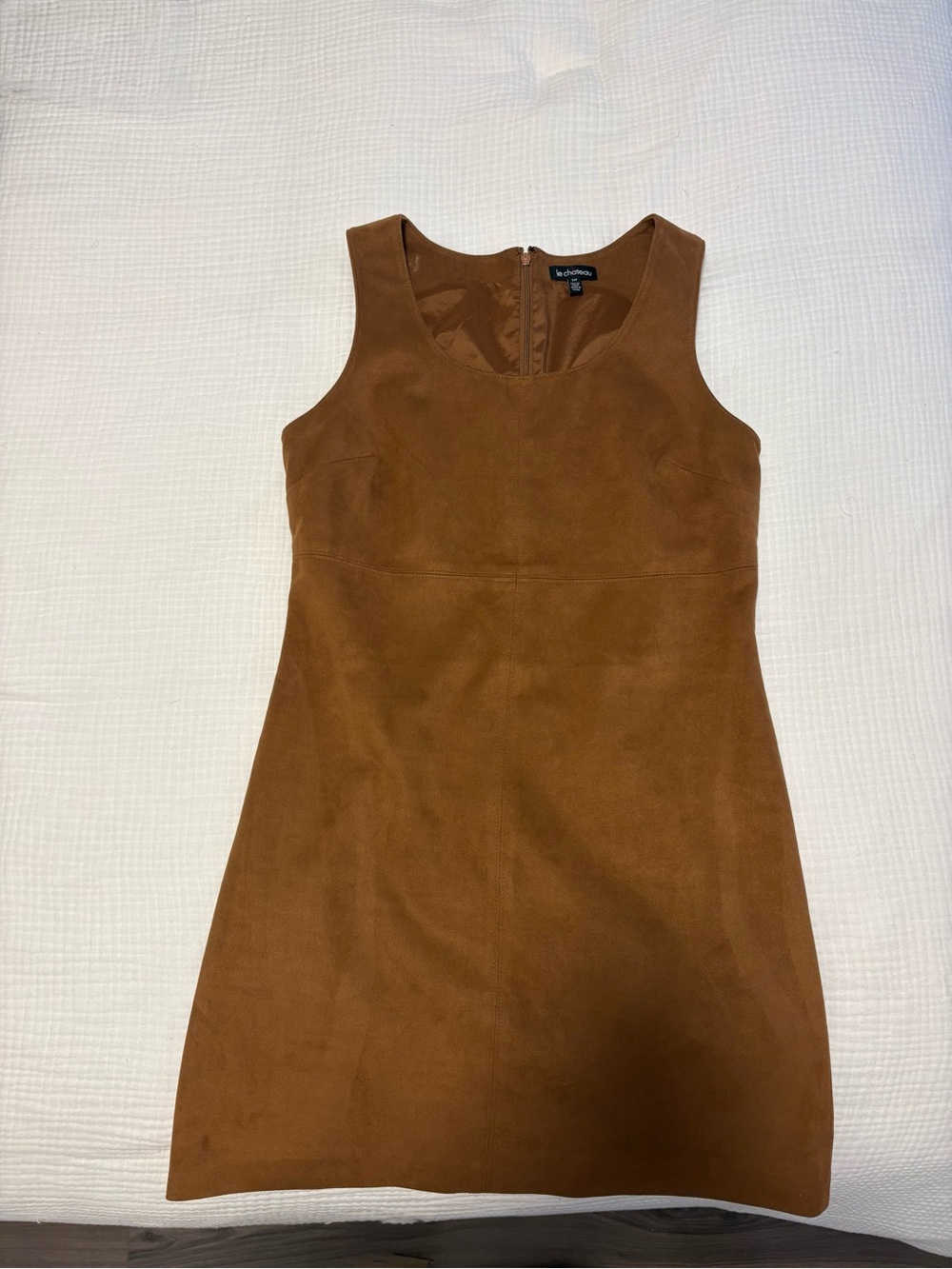 le chateau Tan Suede-Look Sleeveless Sheath Dress